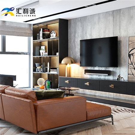 大型不锈钢组合书柜 卧室书房金色展示柜设计定制
