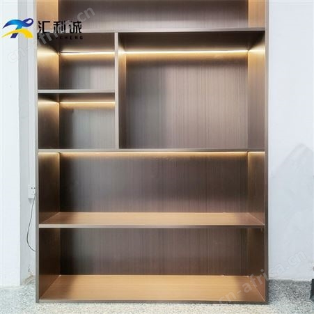 简约风不锈钢书柜 带灯关金属板柜展示柜生产厂家