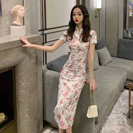 旗袍改良连衣裙2021年新款气质年轻款少女复古法式长款日常可穿夏