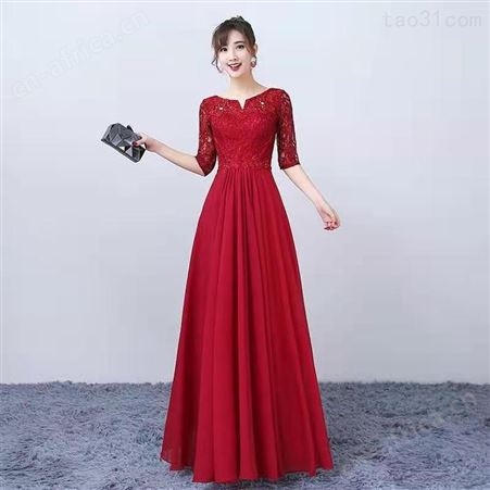 红色合唱礼服演出服定制