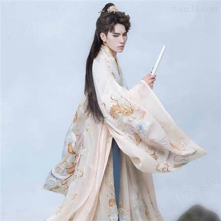 汉服道袍织金披风男款服装