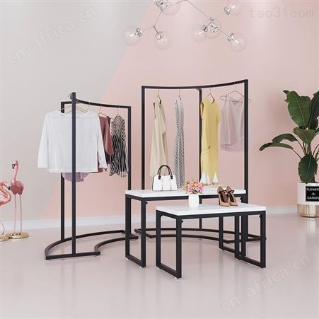 服装店展示桌子 中间摆放中岛展示台 圆形落地长方形店铺高低流水台  女装店服装架 展示架