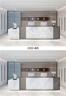 简约现代公司前台桌接待台售楼部美容院会所新中式格栅吧台服务台定做