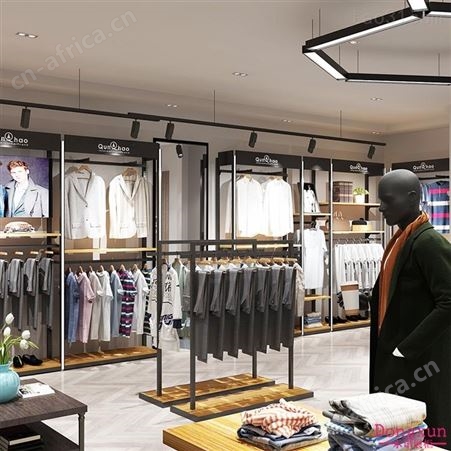 服装店展示架陈列架落地式休闲潮牌男装店货架上墙商用直播男装店货架男装展示架定制厂家