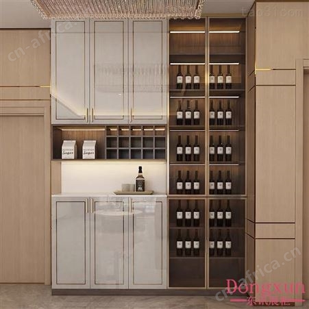轻奢简约酒柜定制家用展示柜靠墙实木整体客厅玻璃门餐边柜高档全屋定做家具