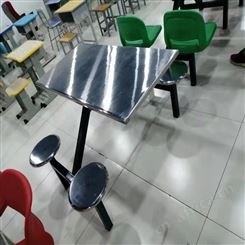 不锈钢定制餐桌椅 不锈钢四连体餐桌椅 学生员工职员餐桌椅 旭峰家具 现货供应