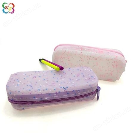 硅胶笔袋葱粉亮片欧美学生文具袋博高硅胶制品