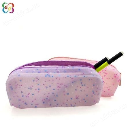 硅胶笔袋葱粉亮片欧美学生文具袋博高硅胶制品