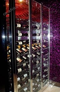 304不锈钢耐腐蚀钛金酒柜厂家 酒店大堂不锈钢酒柜供应
