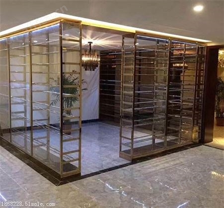 ZJ-jg玫瑰金不锈钢酒柜 恒温金属酒柜定制