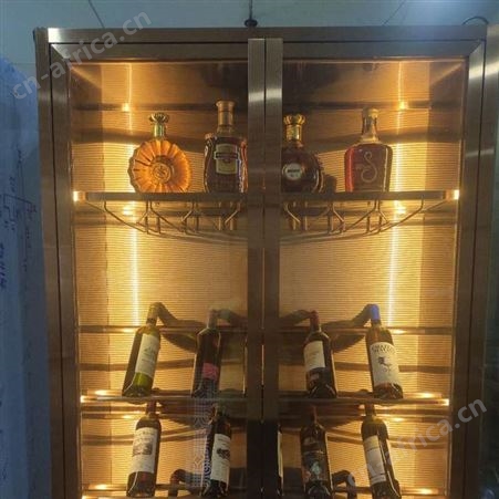 永州不锈钢钛金红酒酒柜 定制款红酒洋酒设计生产 全国工程接单