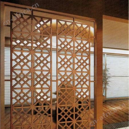 定制装修工程不锈钢屏风 别墅玄关屏风 酒店玫瑰金艺术隔断屏风