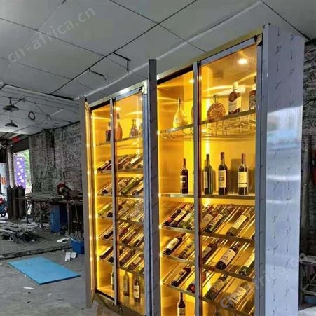 源厂家生产定制酒柜 呼和浩特玫瑰金酒柜酒架