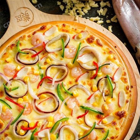 昆明餐饮食材 鑫美臣海鲜披萨9寸 冷冻半成品披萨 烘焙原料