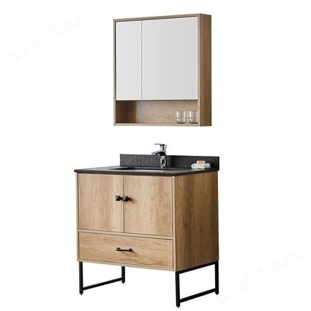 北欧轻奢浴室柜 家用小户型卫生间台盆 落地式洗手台 浴室镜